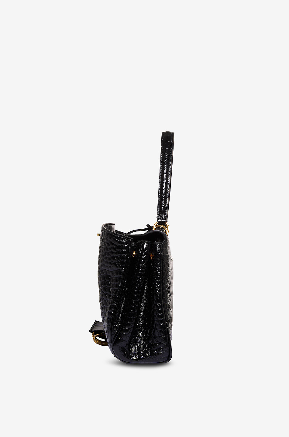 BALENCIAGA Sac à main en cuir effet croco Rodeo Small Femme NOIR 3