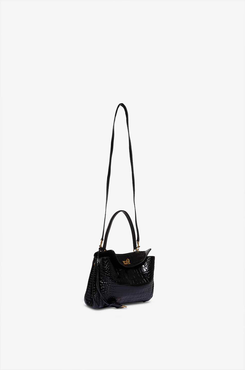 BALENCIAGA Sac à main en cuir effet croco Rodeo Small Femme NOIR 4