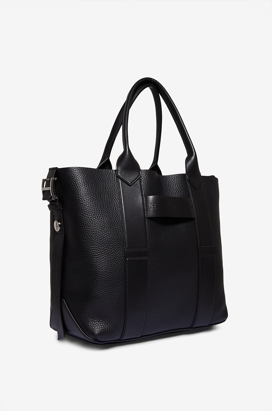 HOGAN Shopping Hogan Script Medium grained leather tote bag Women BLACK 2