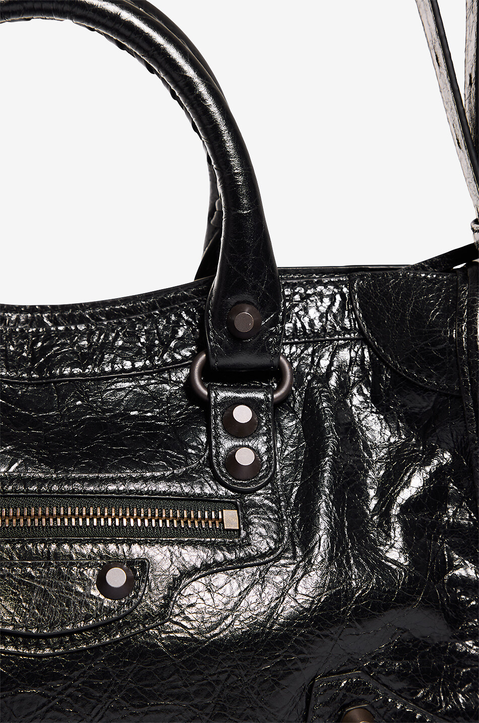 BALENCIAGA Sac à main en cuir arena Le City S Femme NOIR 6