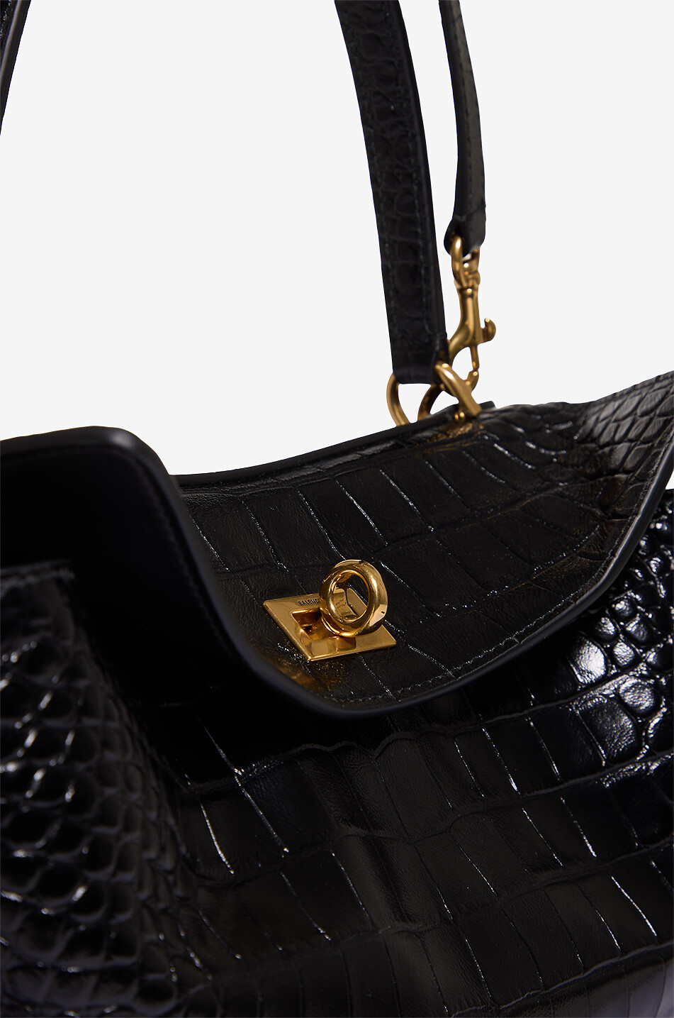 BALENCIAGA Sac à main en cuir effet croco Rodeo Small Femme NOIR 5