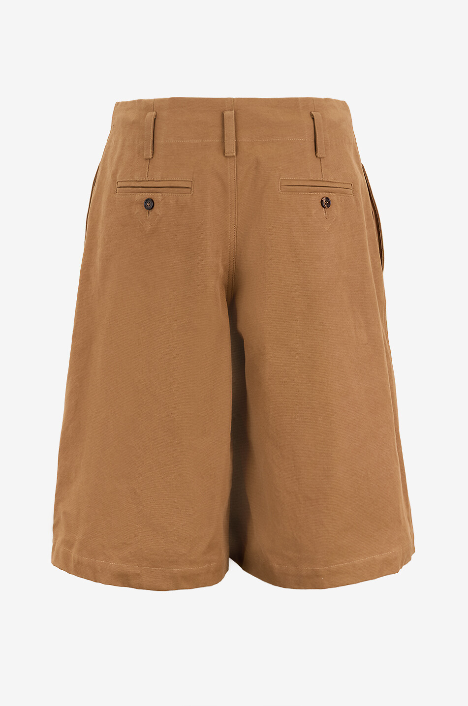 CHLOE High-rise pleated cotton canvas Bermuda shorts Women BROWN 2