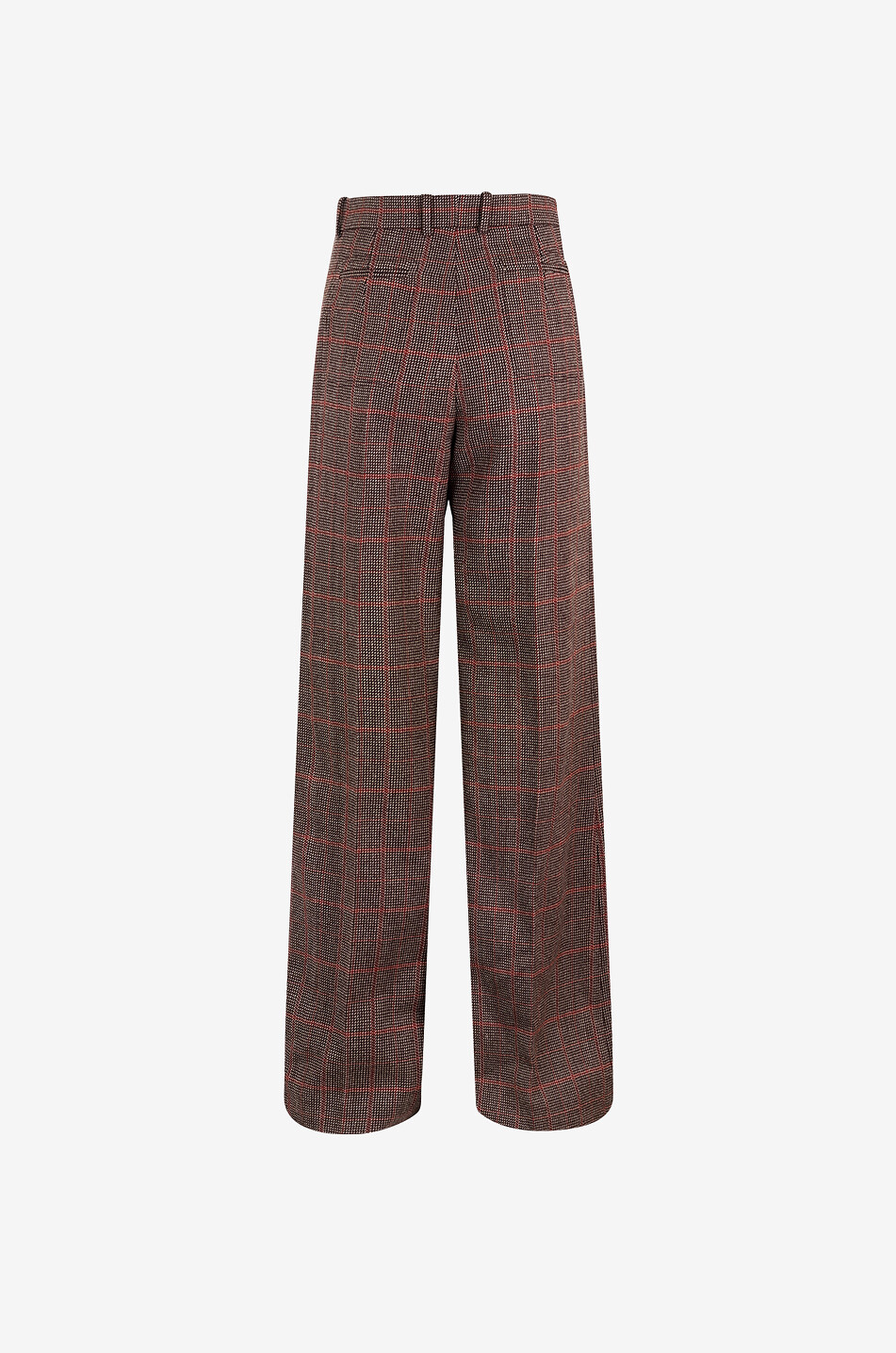Pantalon évasé taille haute en laine à carreaux