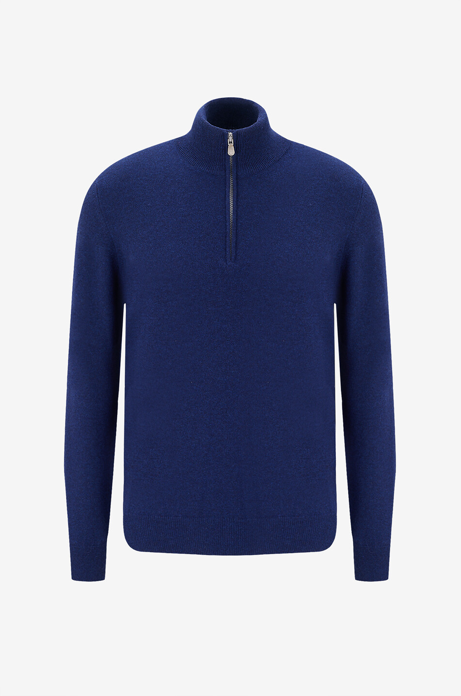 Cashmere jumper with half-zip stand-up collar