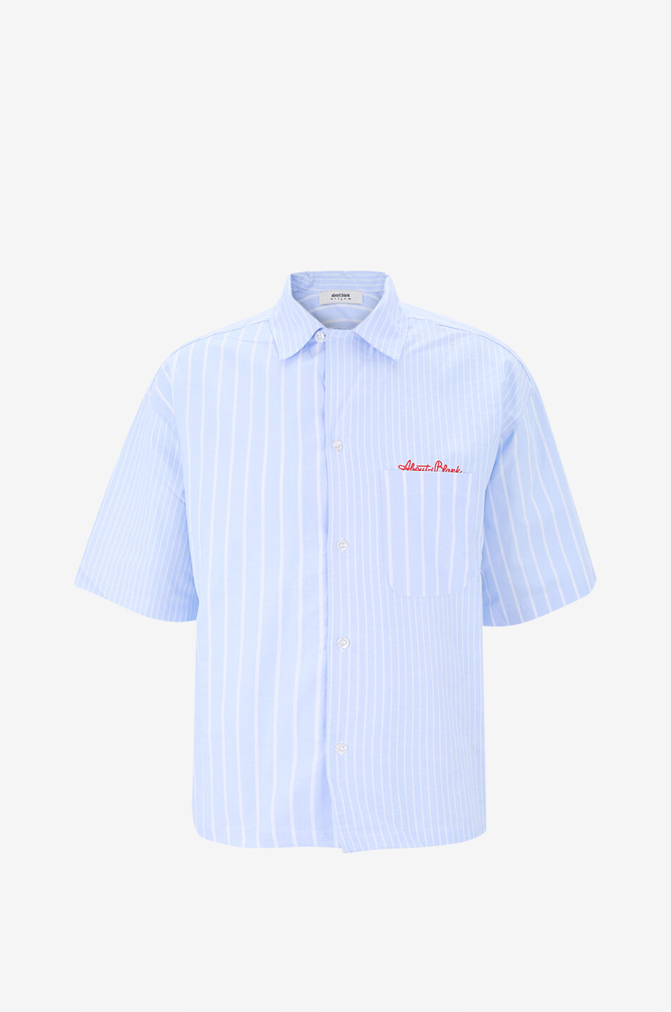 Gestreiftes Oxford-Kurzarm-Hemd Patchwork Script