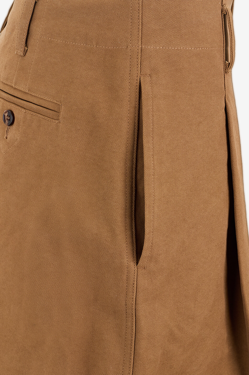 CHLOE High-rise pleated cotton canvas Bermuda shorts Women BROWN 3