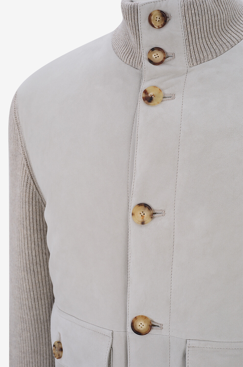 BRUNELLO CUCINELLI Suede and cashmere bomber jacket with stand-up collar Men Light beige 3