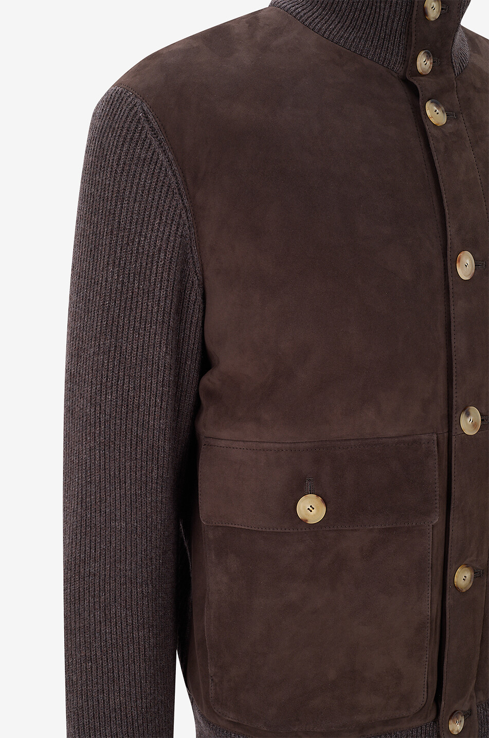 BRUNELLO CUCINELLI Suede and cashmere bomber jacket with stand-up collar Men DARK BROWN 3