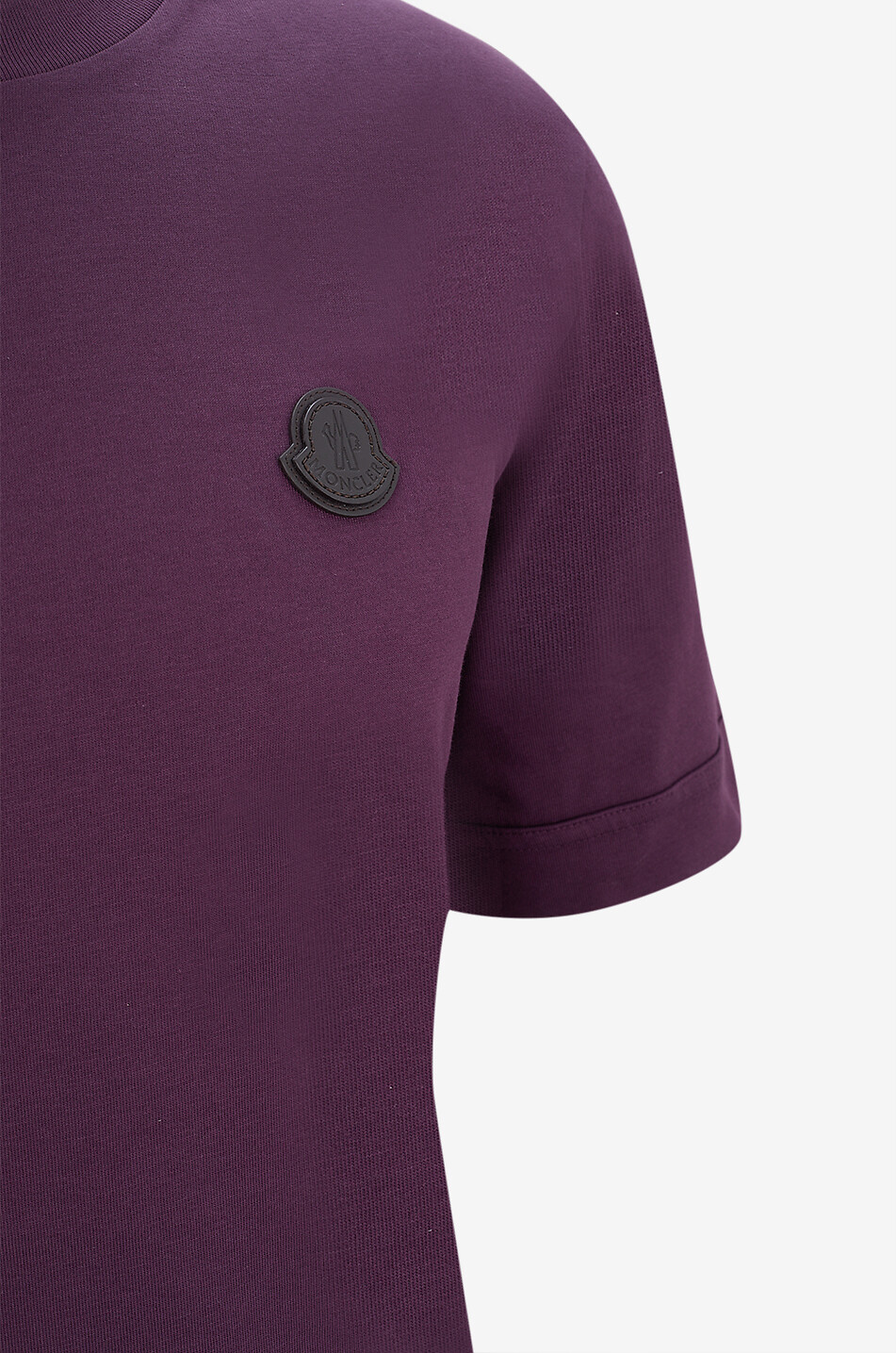 MONCLER Dickes Bio-Baumwoll-T-Shirt mit Logopatch aus Leder Herren DUNKELROSA 3