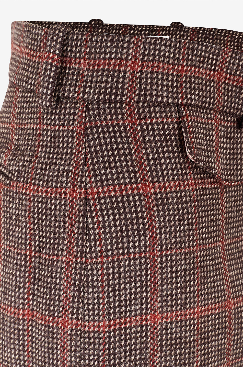 CHLOE Pantalon évasé taille haute en laine à carreaux Femme MARRON 3