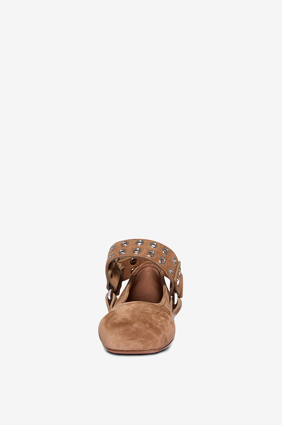 ALAÏA Ballerines en daim à bride et oeillets Biker Femme MARRON 2