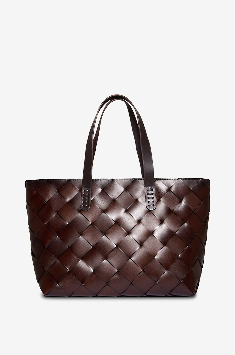 Geflochtener Shopper aus Leder Crossover DRAGON DUNKELBRAUN