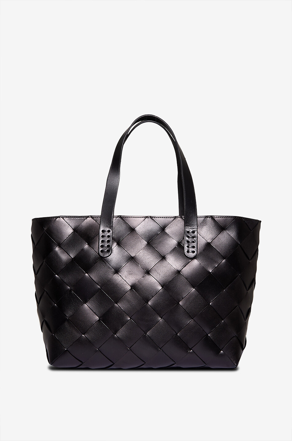 DRAGON Geflochtener Shopper aus Leder Crossover Damen SCHWARZ 1