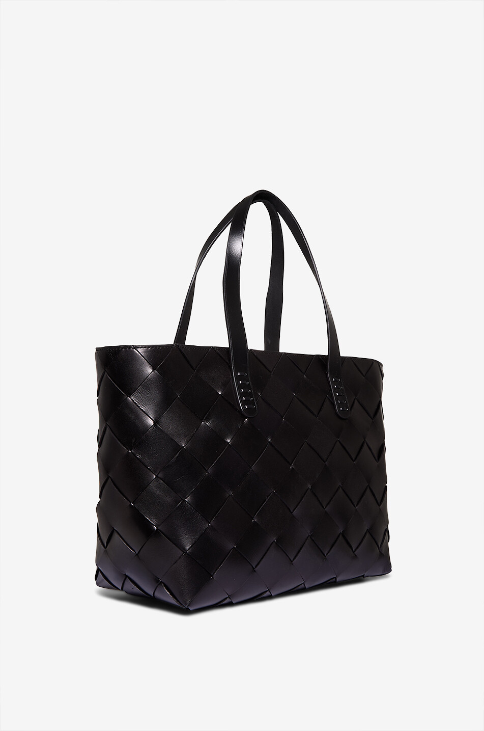 DRAGON Geflochtener Shopper aus Leder Crossover Damen SCHWARZ 2