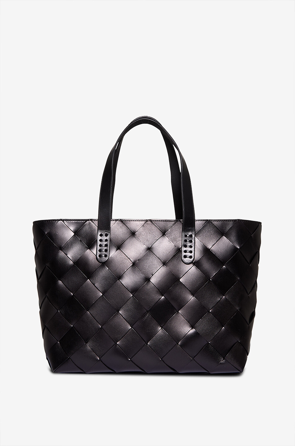 DRAGON Geflochtener Shopper aus Leder Crossover Damen SCHWARZ 3