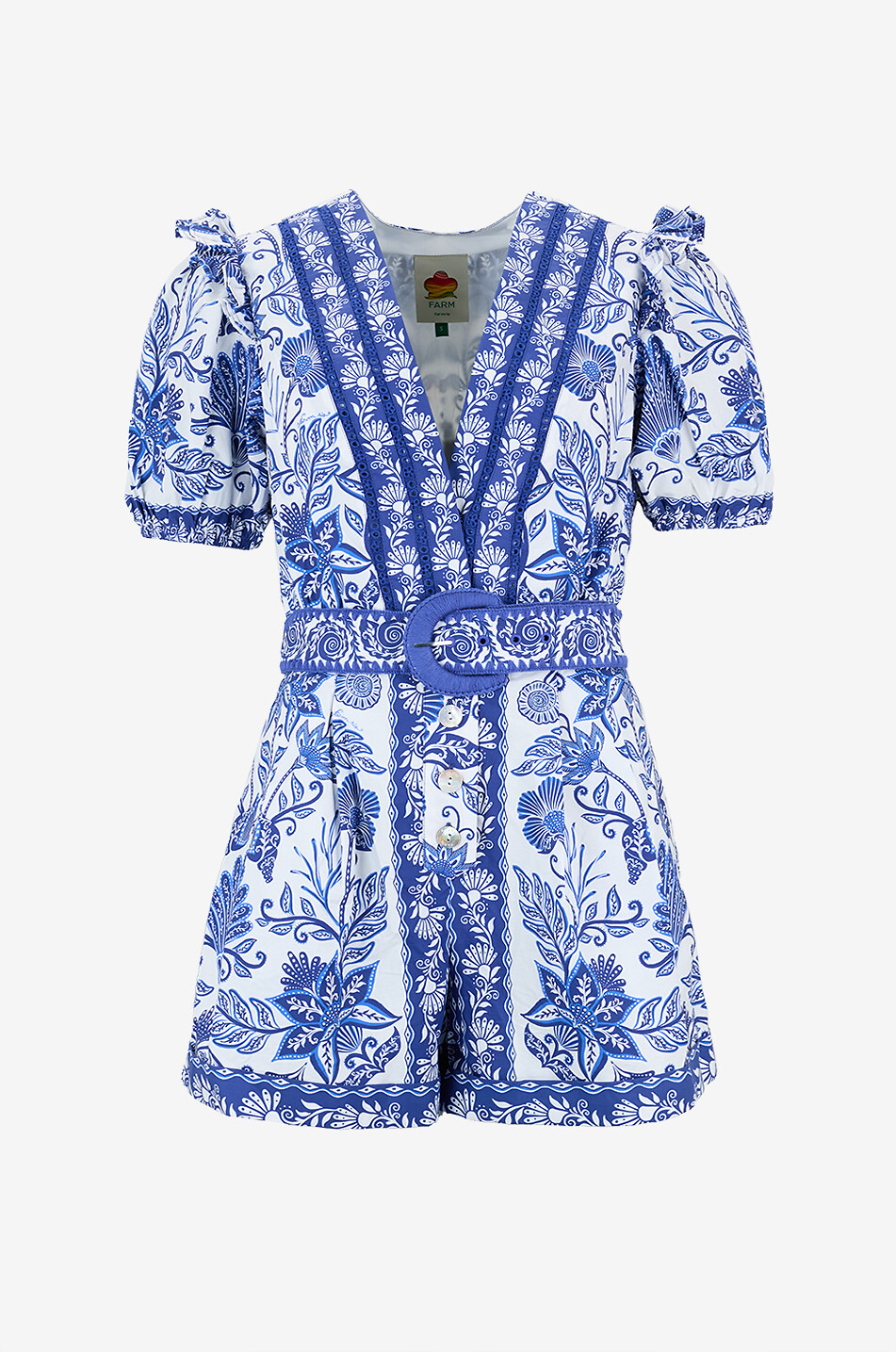 Shell Garden printed poplin playsuit