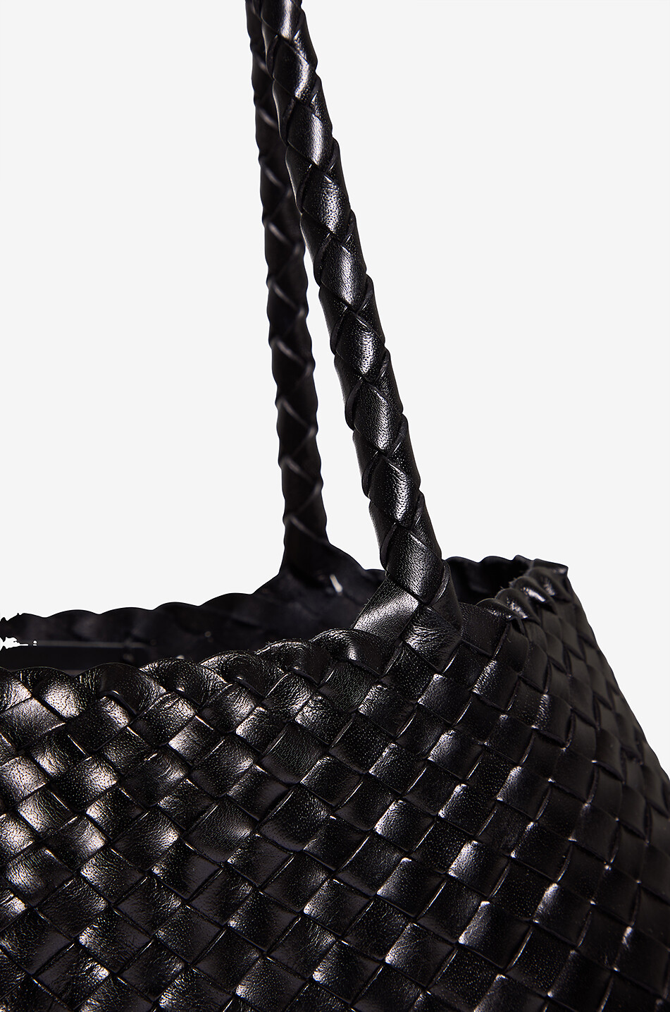 DRAGON Santa Croce large woven leather handbag Women BLACK 5