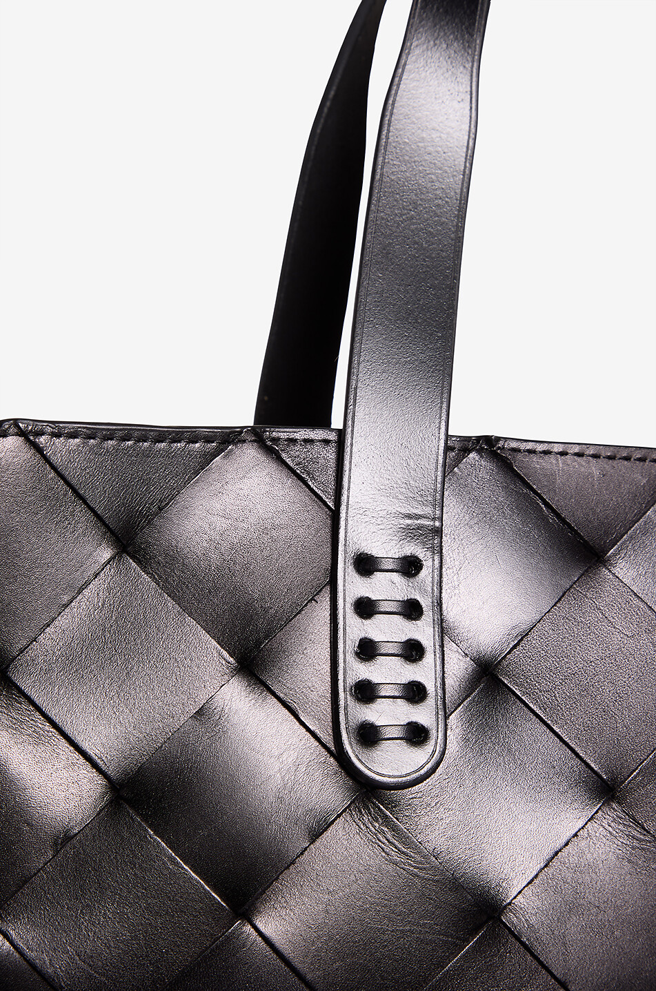 DRAGON Geflochtener Shopper aus Leder Crossover Damen SCHWARZ 5