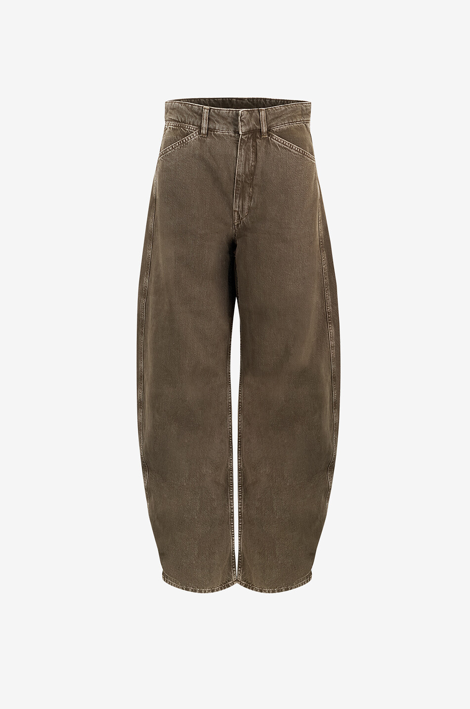 High Waisted Curved Moss Green faded jeans