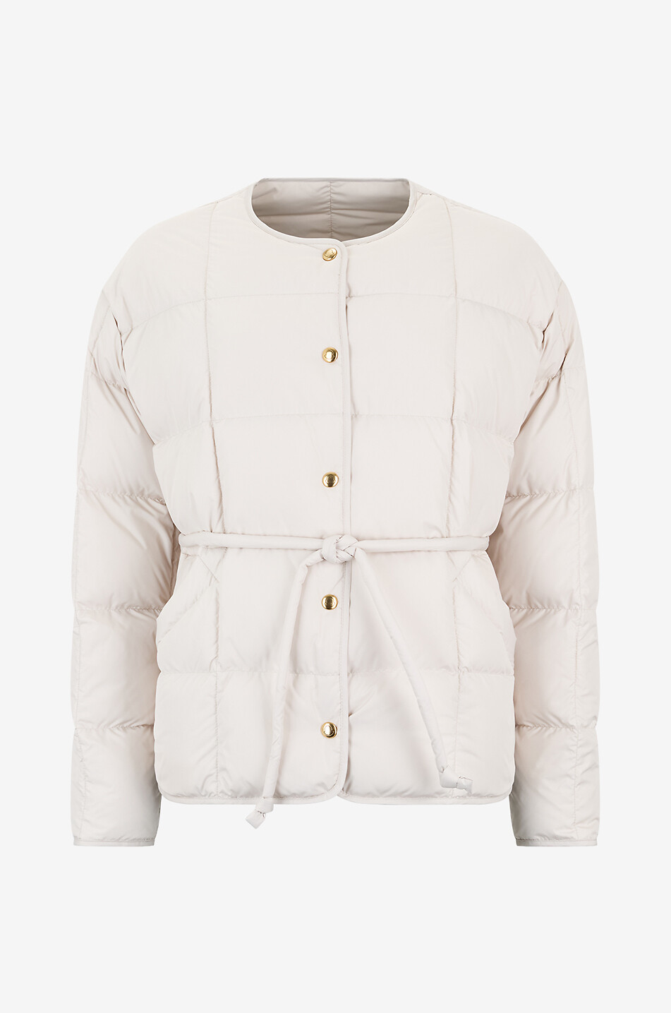 MONCLER Kurze Boxy-Daunenjacke mit Gürtel Caramagne Damen CREMEFARBEN 1