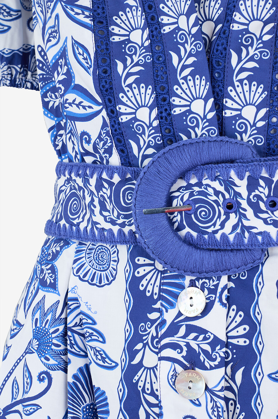 FARM RIO Shell Garden printed poplin playsuit Women BLUE 6