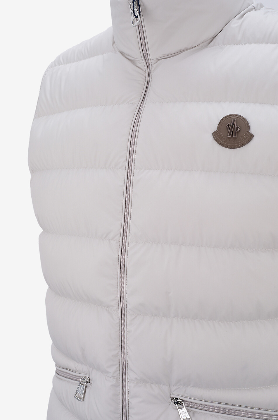 MONCLER Treompan sleeveless down jacket with leather patch Men WHITE 3