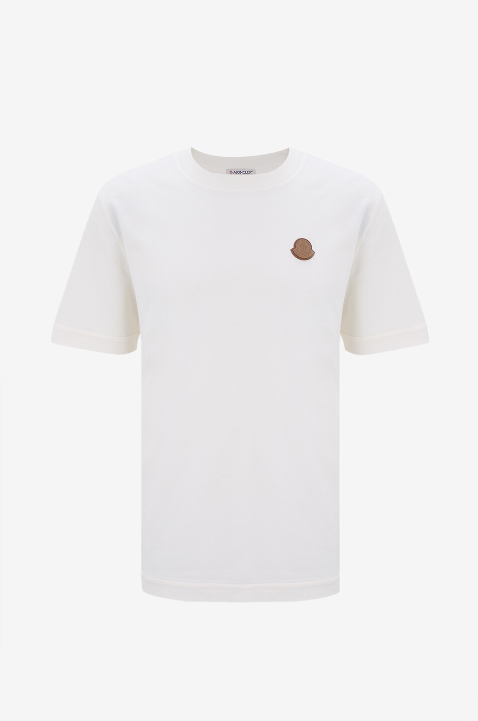 MONCLER Heavy organic cotton T-shirt with leather logo patch Men WHITE 1