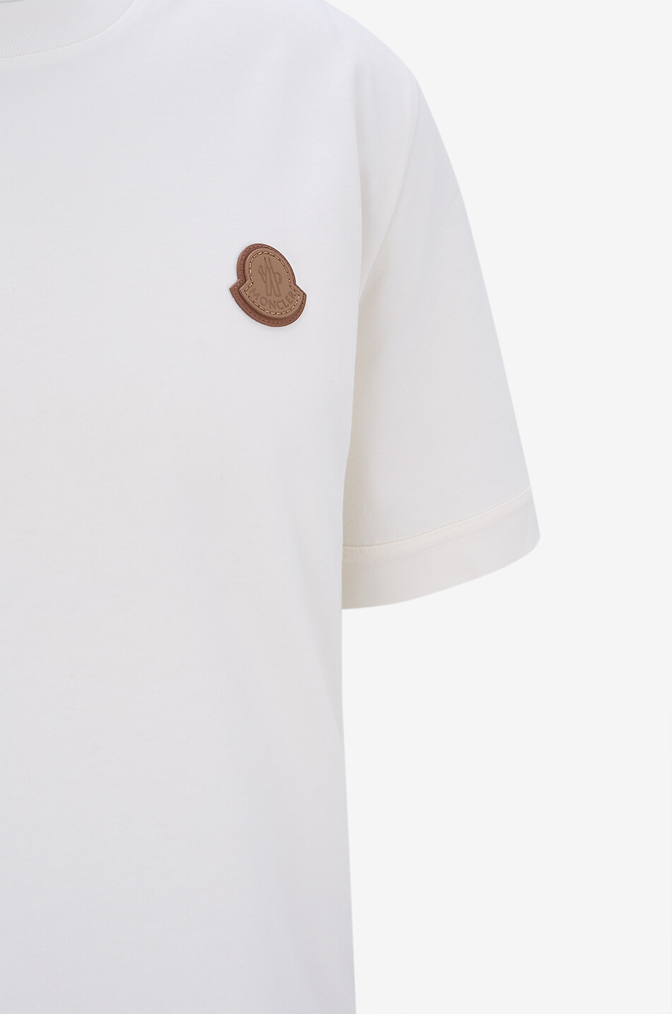 MONCLER Heavy organic cotton T-shirt with leather logo patch Men WHITE 3