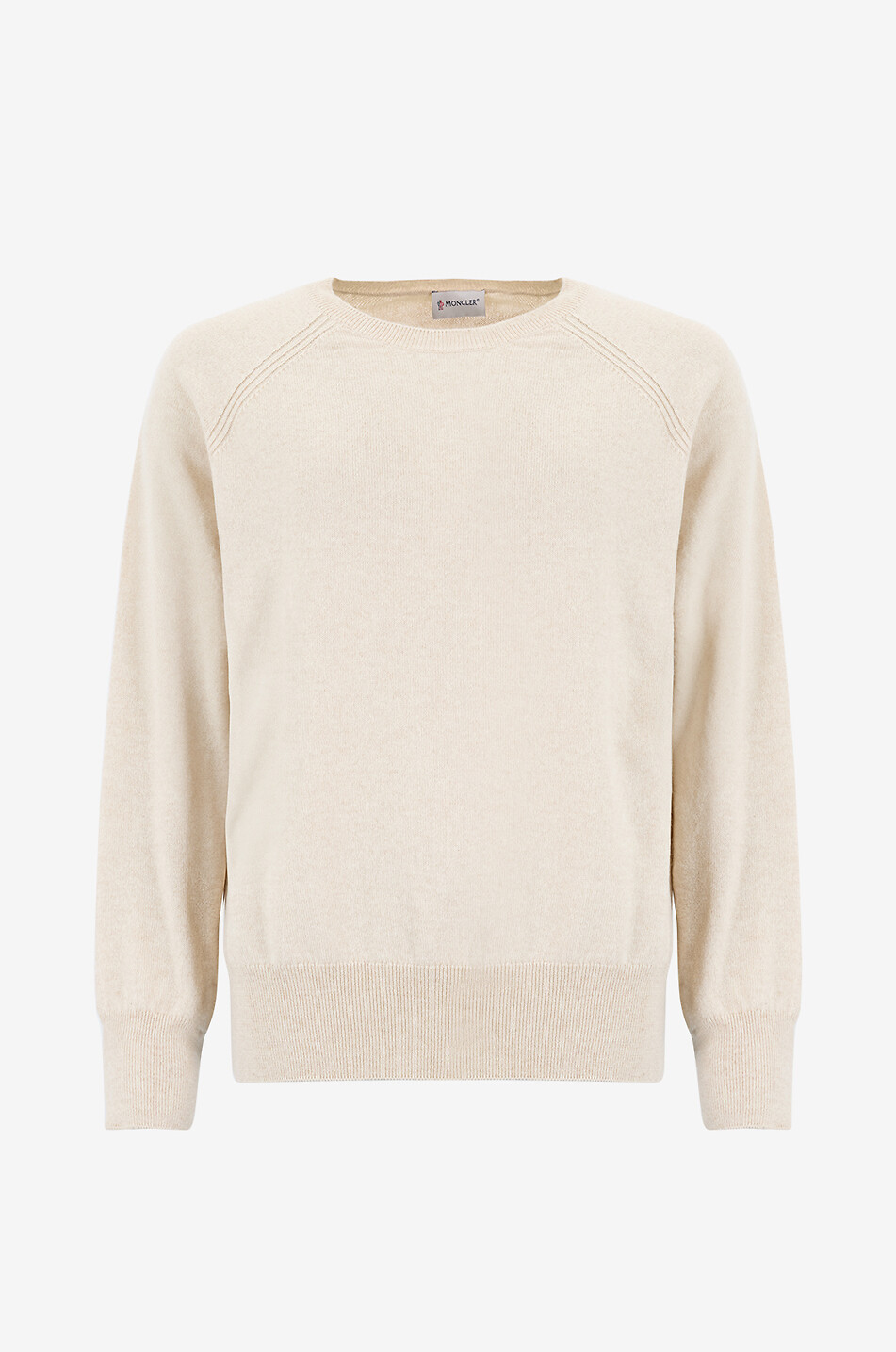 MONCLER Pull à col rond et manches raglan en cachemire fin Femme BEIGE 1