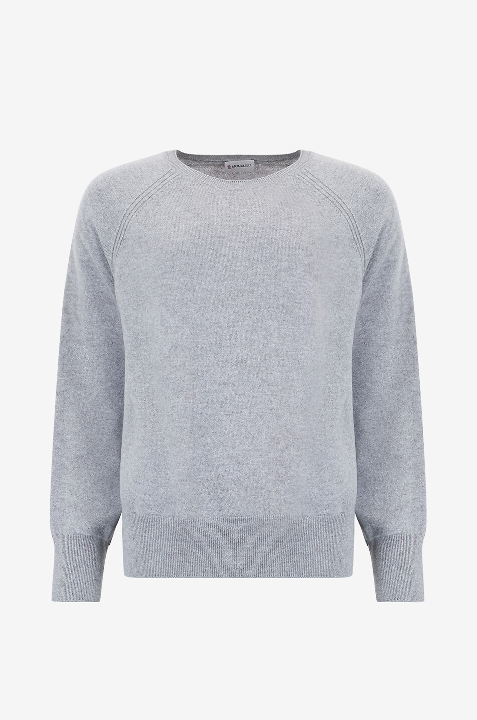 MONCLER Pull à col rond et manches raglan en cachemire fin Femme GRIS 1