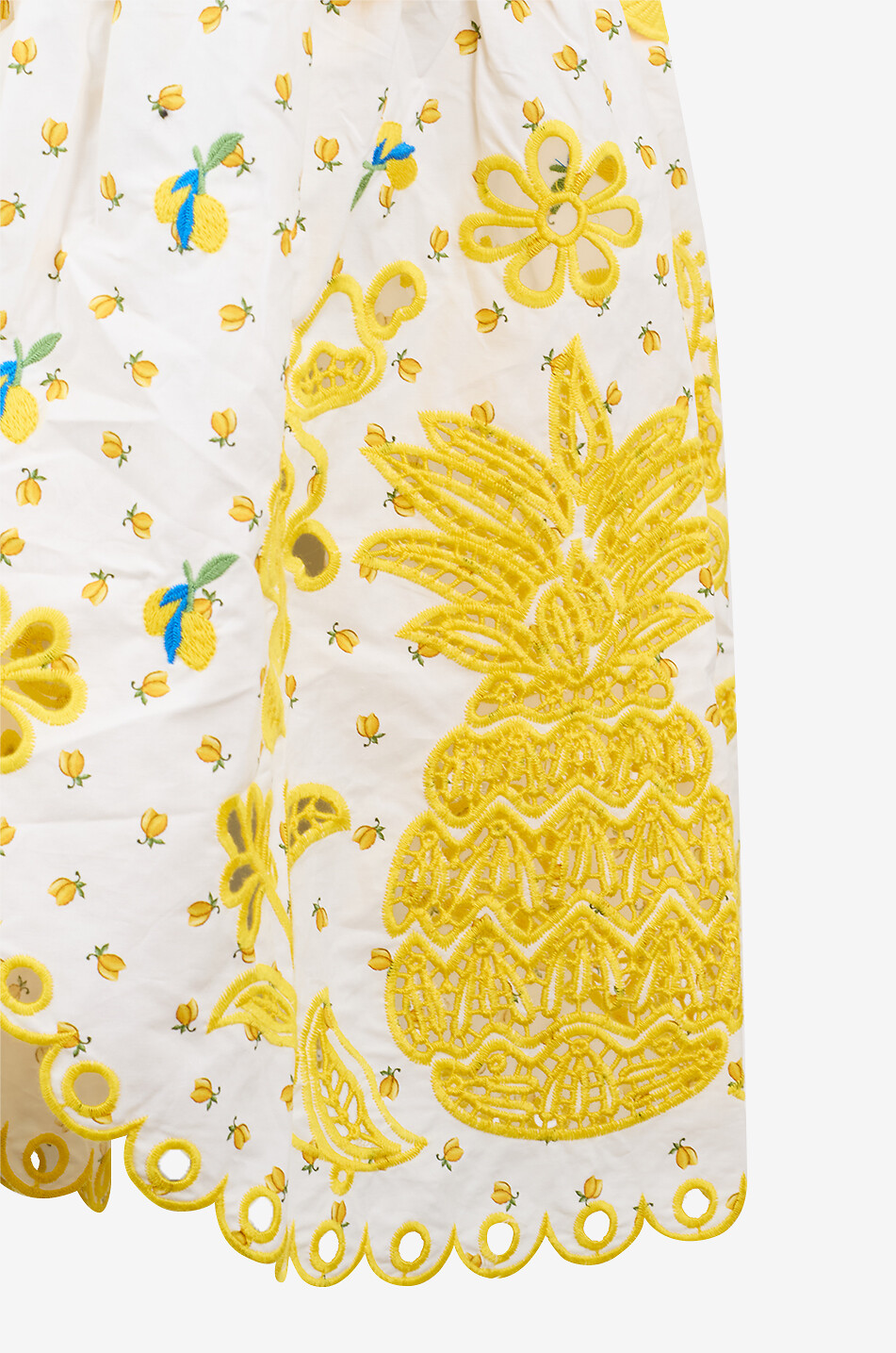 FARM RIO Sicily midi strappy dress in poplin and lace Women YELLOW 6