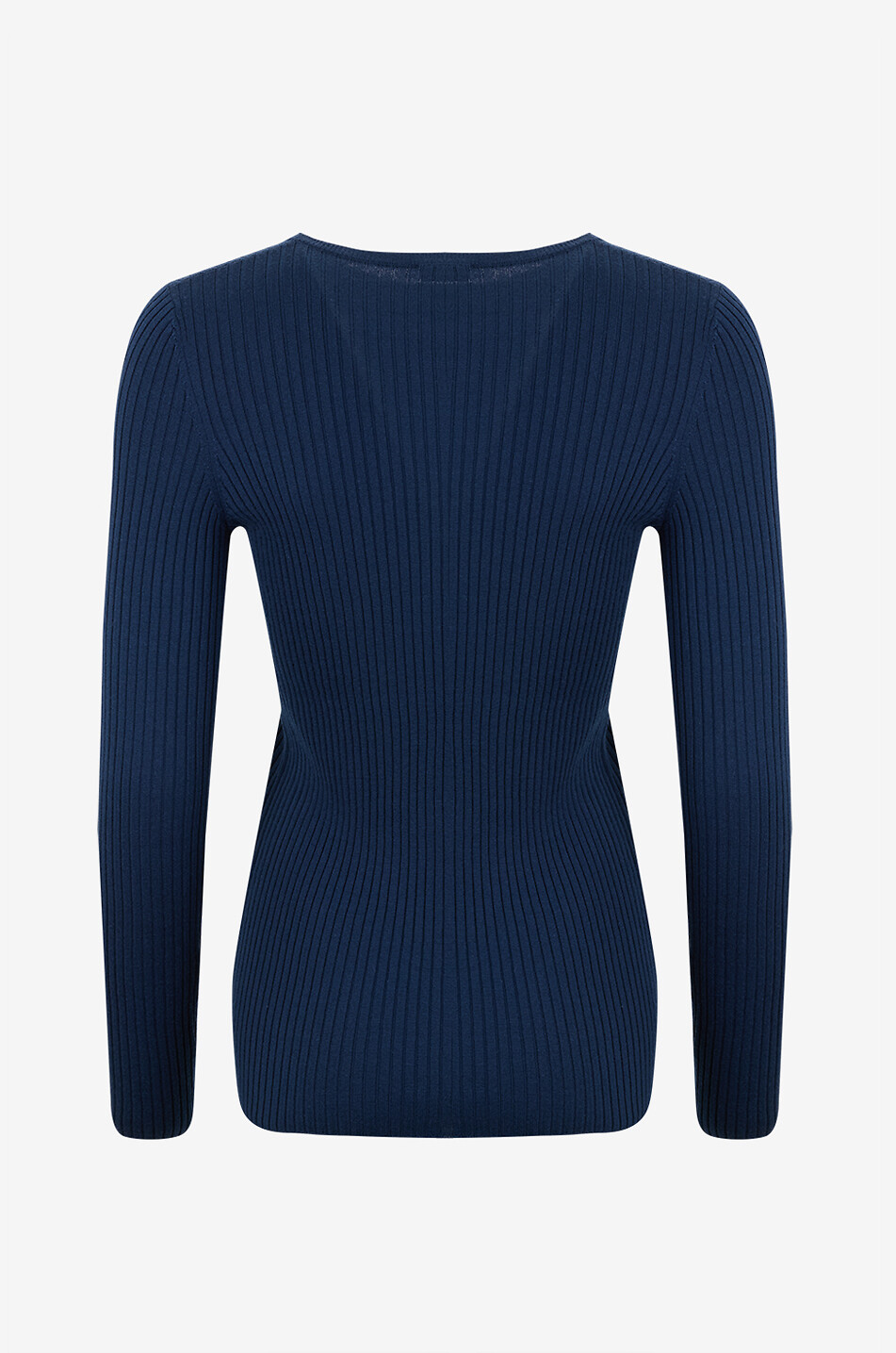 AKRIS PUNTO Pull ajusté à col rond en laine fine Femme BLEU FONCE 2