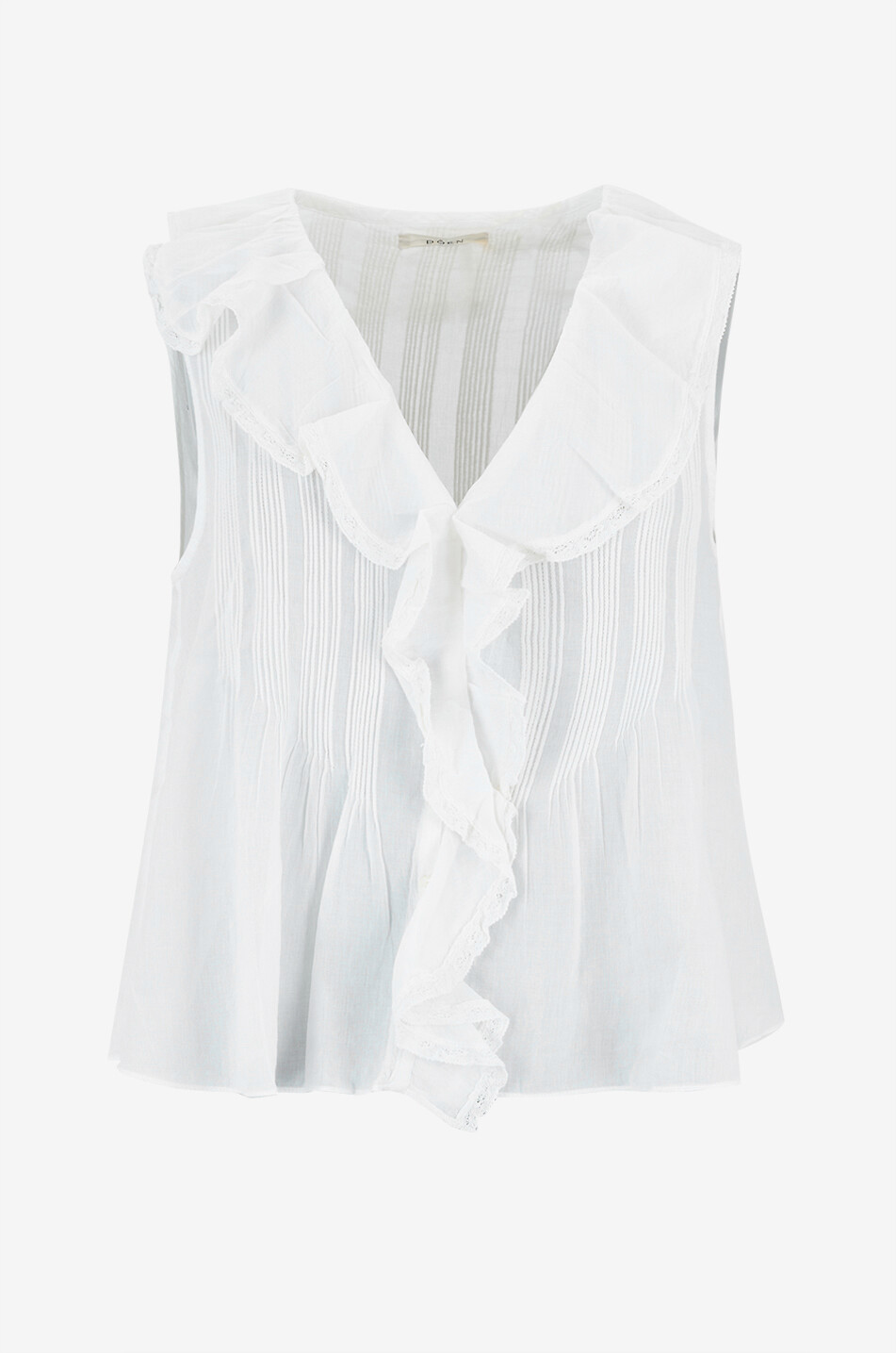 DÔEN Top sans manches en voile de coton à volants Hilda Femme BLANC 1