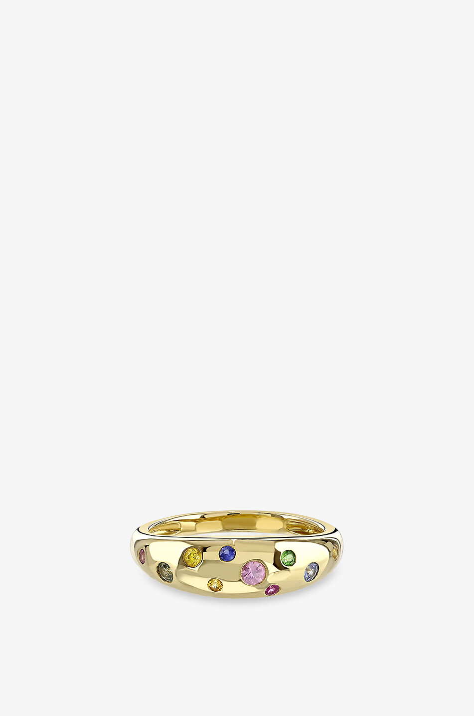 Rainbow Sprinkle yellow gold and multicolour sapphire ring