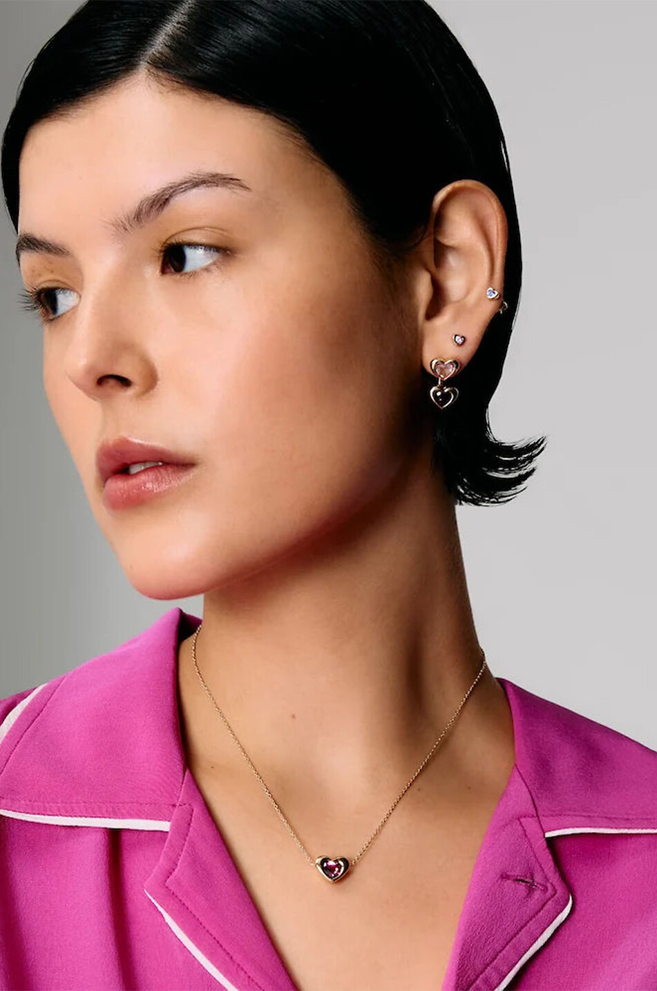 ROXANNE FIRST Clous d'oreilles en or jaune et saphir Mini Heart Femme VIOLET 3