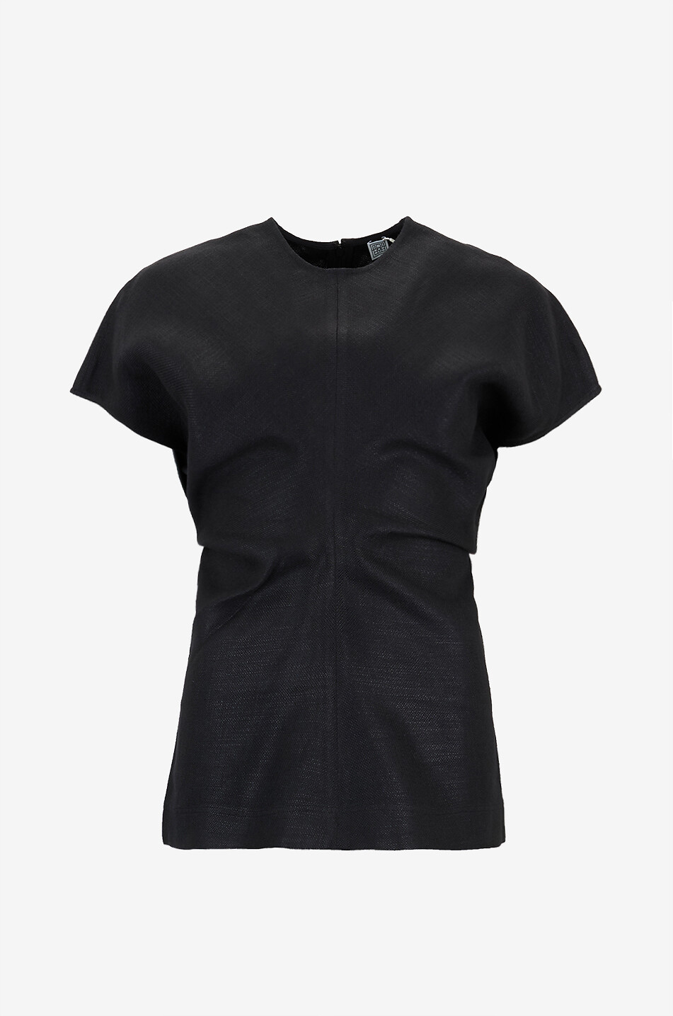 TOTEME Top manches à courtes à taille souple en toile Femme NOIR 1