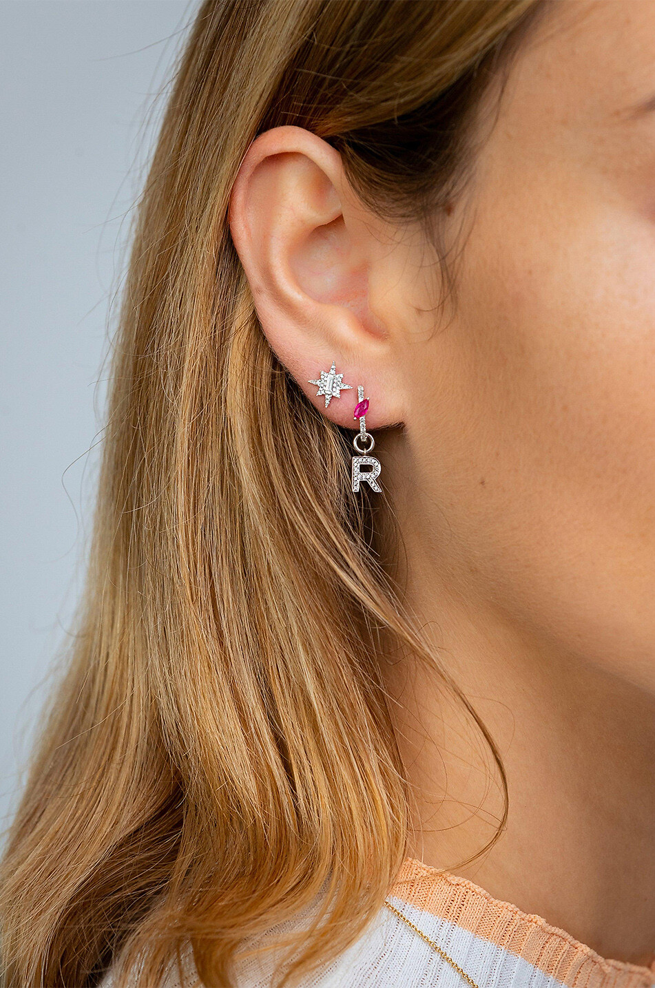 ROXANNE FIRST Mono boucle d'oreille en or blanc et diamant Diamond Star Femme BLANC 3