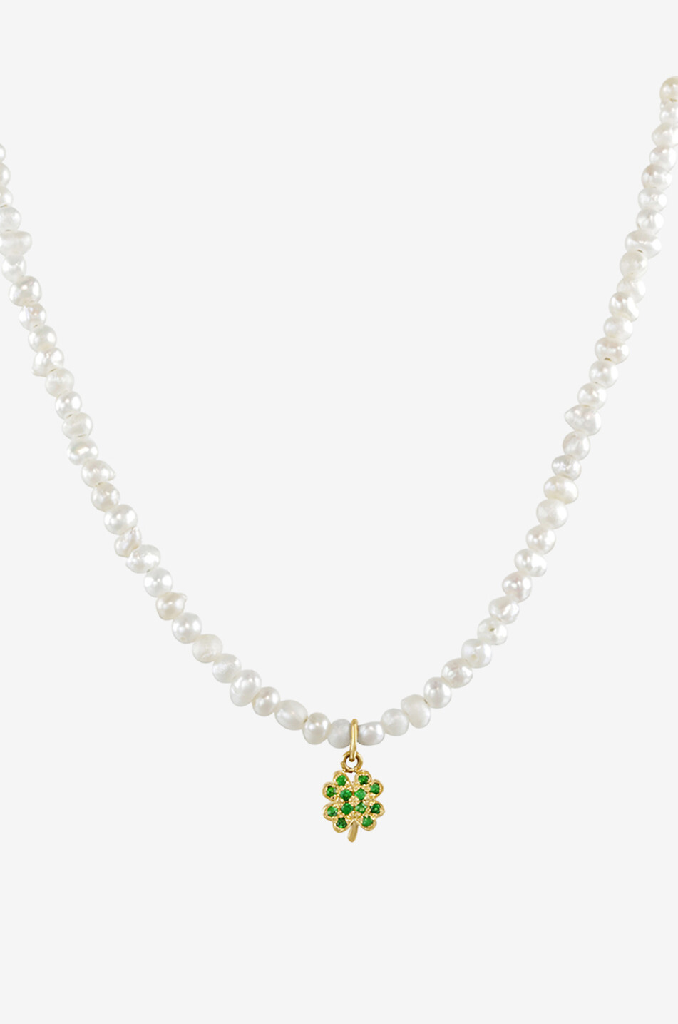 Perlenkette mit Tsavorit-Anhänger Baby Potato Clover
