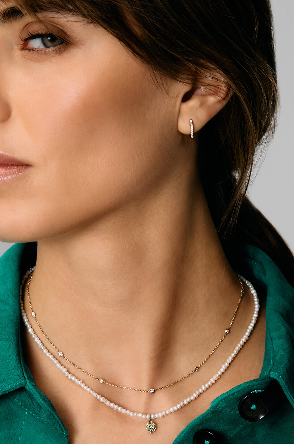 ROXANNE FIRST Perlenkette mit Tsavorit-Anhänger Baby Potato Clover Damen GOLDEN 3