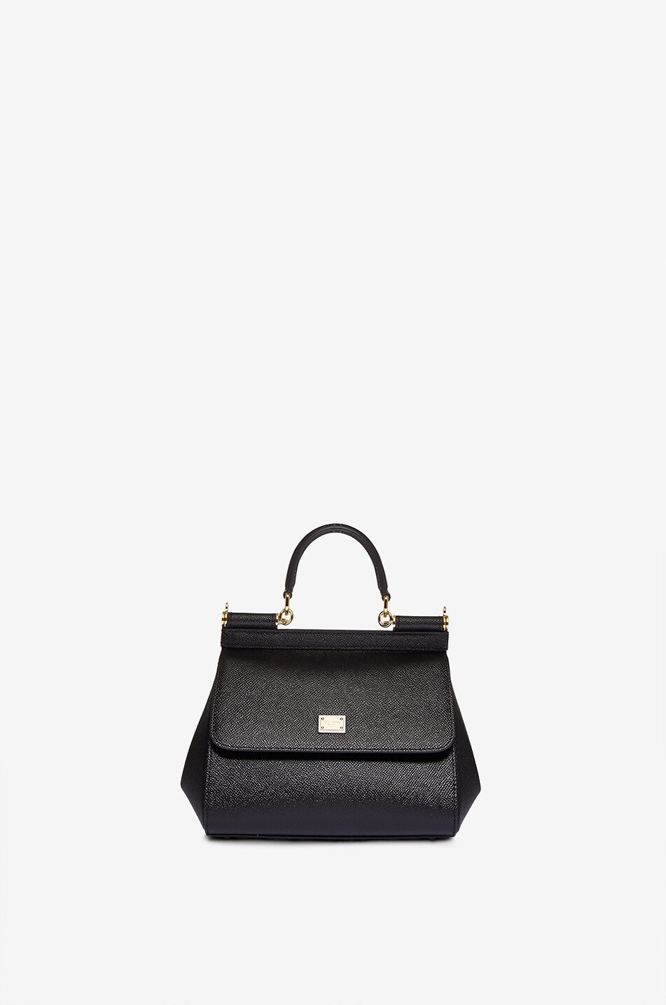 DOLCE & GABBANA Handtasche aus Dauphine-Leder Medium Sicily Damen SCHWARZ 1