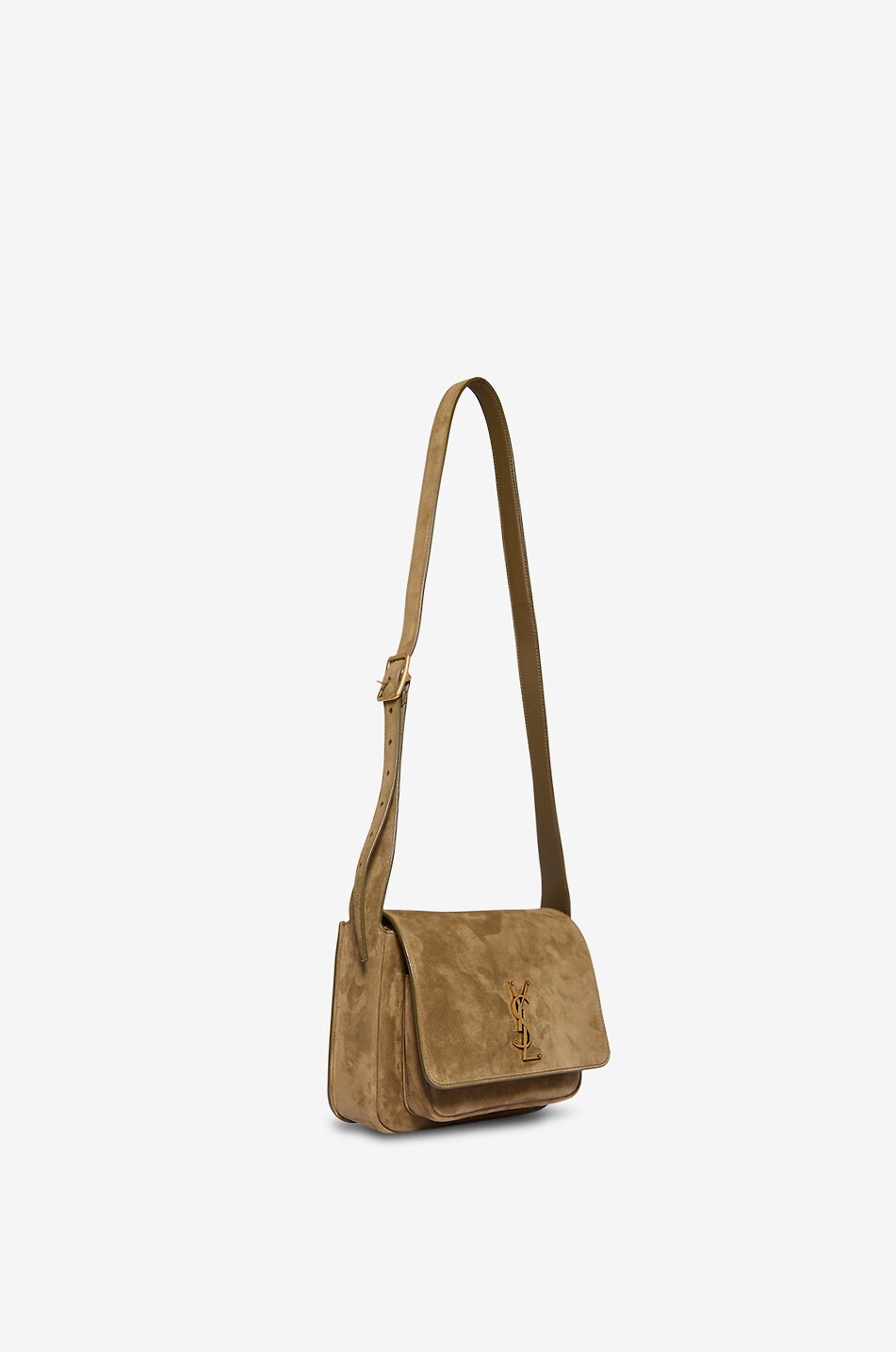 SAINT LAURENT PARIS Sac besace en daim Niki Femme VERT 2