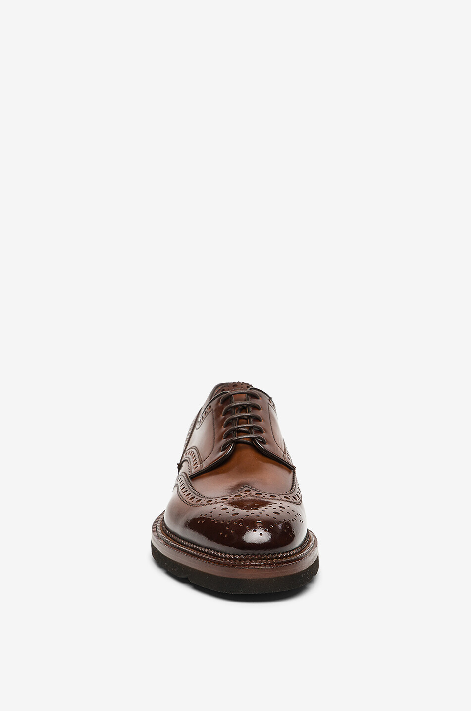 SANTONI Chaussures à lacets en cuir brillant à perforation Homme MARRON MOYEN 3