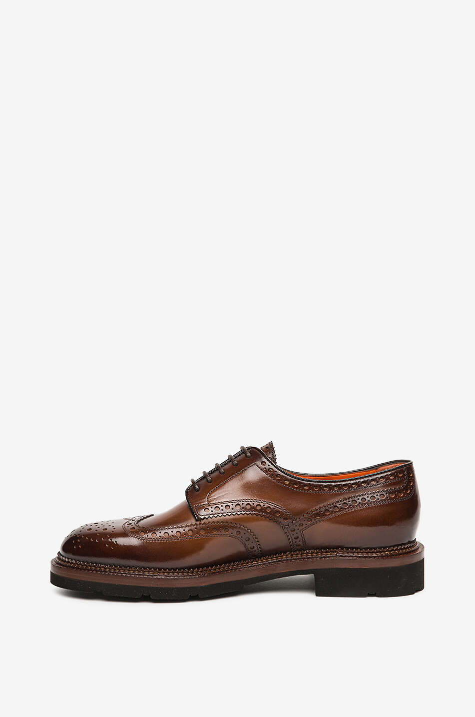 SANTONI Chaussures à lacets en cuir brillant à perforation Homme MARRON MOYEN 6