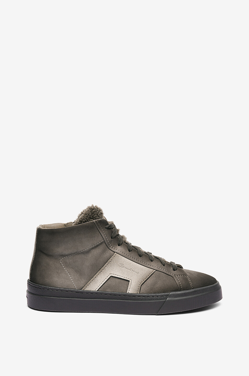 SANTONI Baskets montantes en daim velours DBS Homme MARRON 2