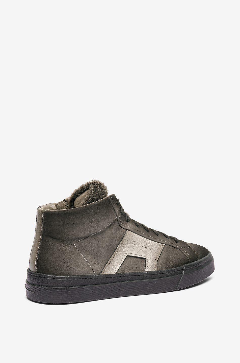 SANTONI Baskets montantes en daim velours DBS Homme MARRON 4