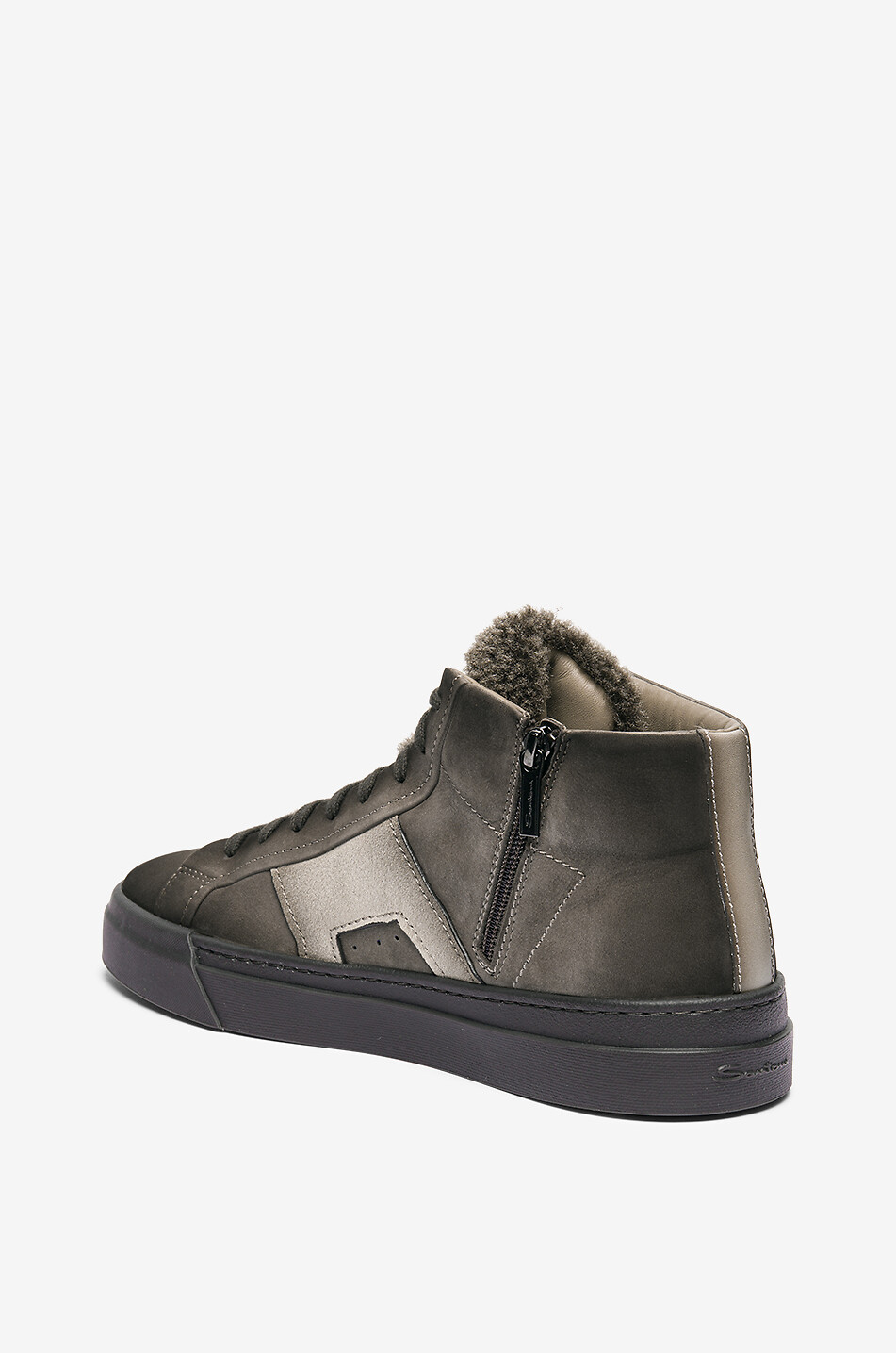 SANTONI Baskets montantes en daim velours DBS Homme MARRON 6