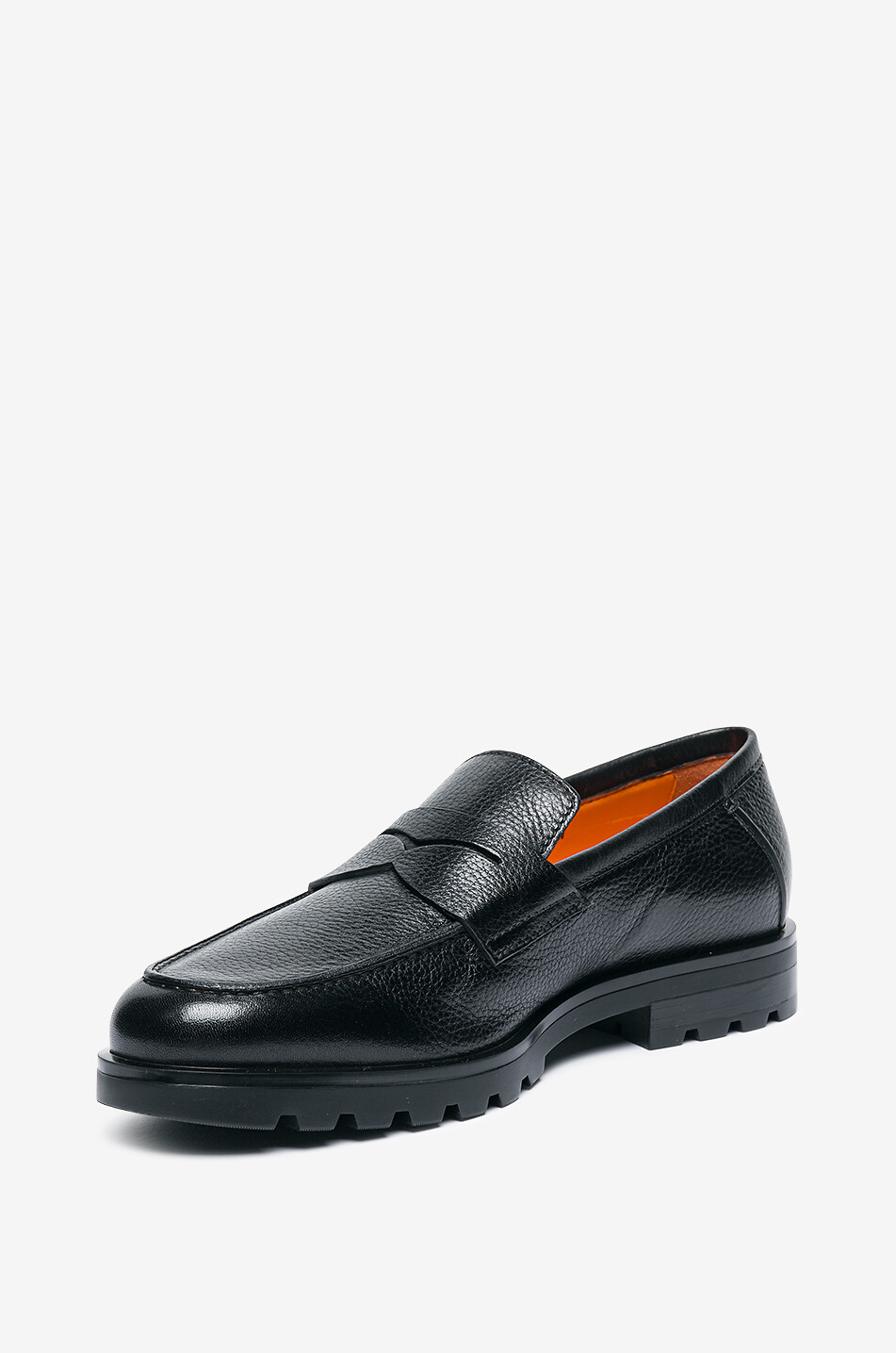SANTONI Mokassins aus genarbtem Leder Rock Herren SCHWARZ 4