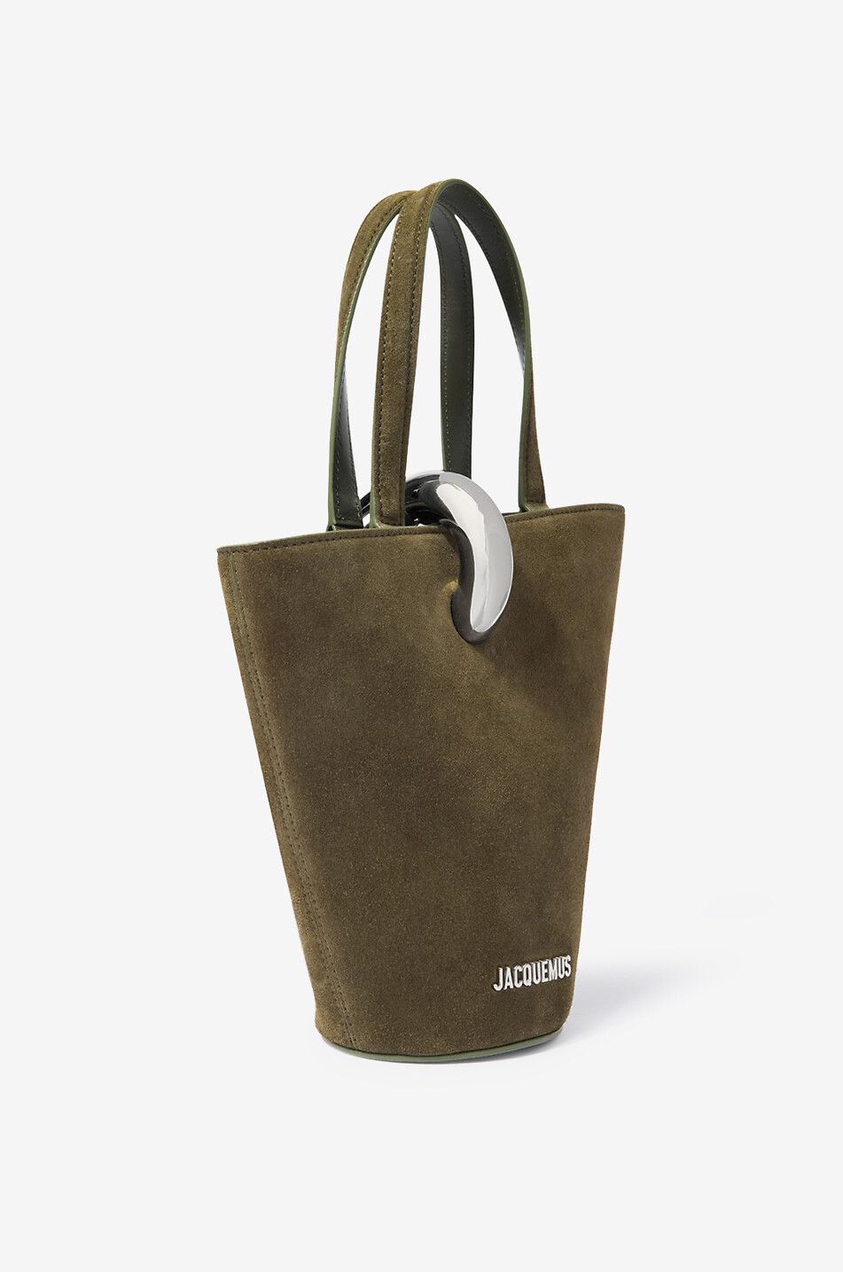 JACQUEMUS Bambola small trapeze nubuck bucket bag Women KHAKI 2
