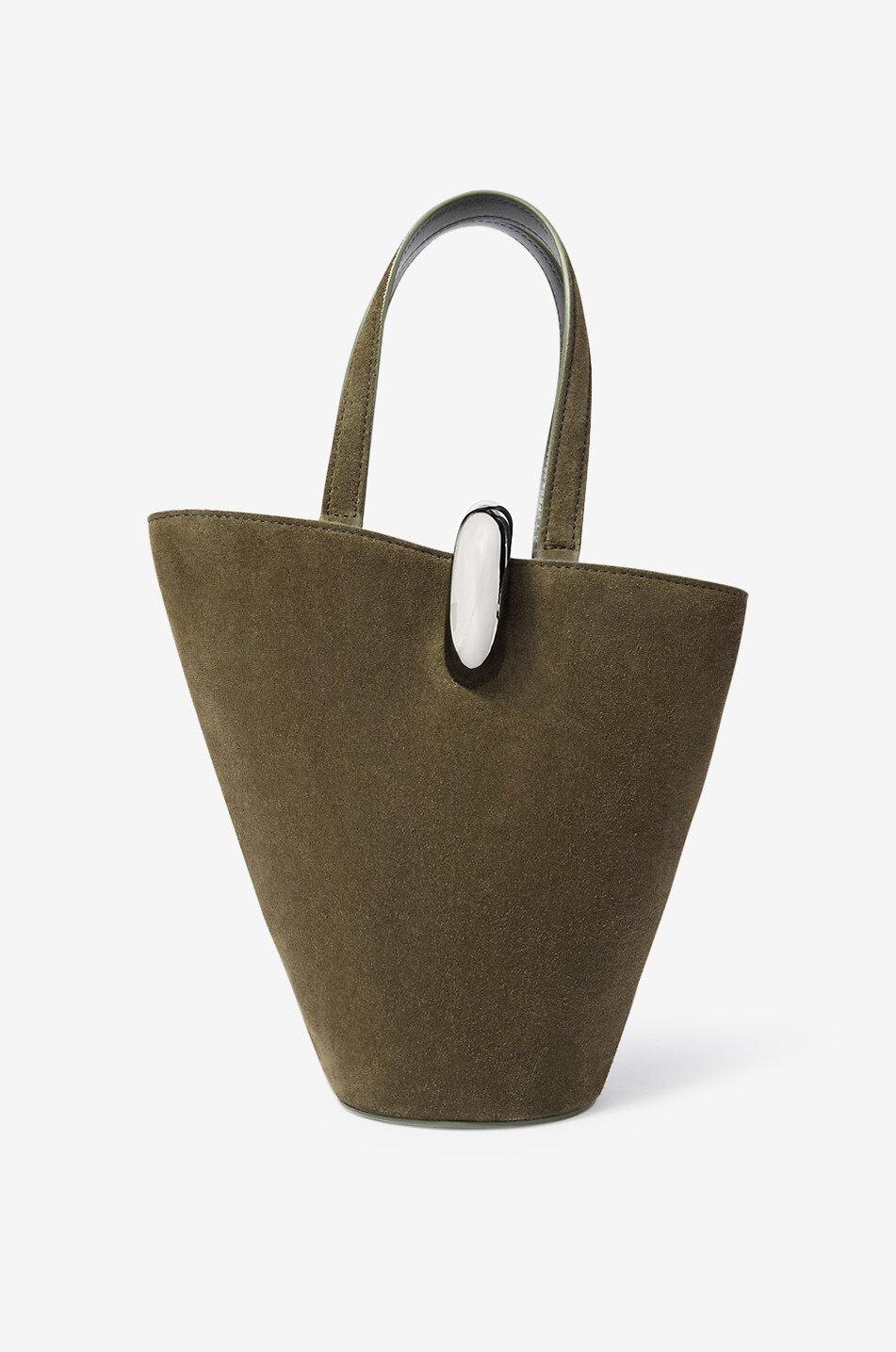 JACQUEMUS Bambola small trapeze nubuck bucket bag Women KHAKI 3