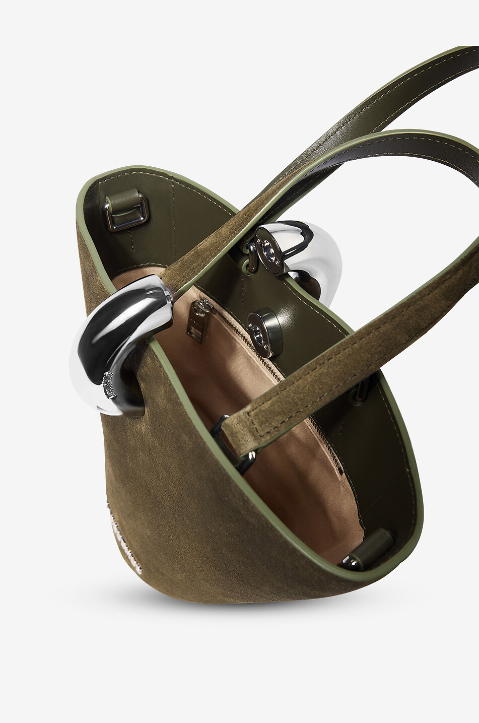 JACQUEMUS Bambola small trapeze nubuck bucket bag Women KHAKI 5